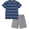 Nike Boys’ Striped Sportswear Club T-Shirt and Shorts 2-Piece Outfit Set(Midnight Navy)