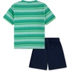 Nike Boys’ Striped Sportswear Club T-Shirt and Shorts 2-Piece Outfit Set(Stadium Green)