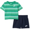 Nike Boys’ Striped Sportswear Club T-Shirt and Shorts 2-Piece Outfit Set(Stadium Green)