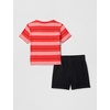 Nike Boys’ Striped Sportswear Club T-Shirt and Shorts 2-Piece Outfit Set(Team Crimson)