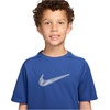 Nike Unisex Big Kids’ Multi Dri-FIT Short-Sleeve Training Top (Large Swoosh Logo) – Boys and Girls(Game Royal/White)