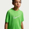 Nike Unisex Big Kids’ Multi Dri-FIT Short-Sleeve Training Top (Large Swoosh Logo) – Boys and Girls(Mean Green/White)