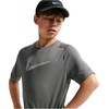 Nike Unisex Big Kids’ Multi Dri-FIT Short-Sleeve Training Top (Large Swoosh Logo) – Boys and Girls(Smoke Grey/White)