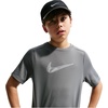 Nike Unisex Big Kids’ Multi Dri-FIT Short-Sleeve Training Top (Large Swoosh Logo) – Boys and Girls(Smoke Grey/White)