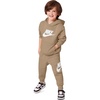 Nike Baby Sportswear Club Fleece Pullover Hoodie and Joggers 2-Piece Outfit Set (Large Swoosh Logo)(Hemp)