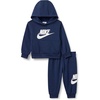 Nike Baby Sportswear Club Fleece Pullover Hoodie and Joggers 2-Piece Outfit Set (Large Swoosh Logo)(Midnight Navy)