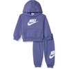 Nike Baby Sportswear Club Fleece Pullover Hoodie and Joggers 2-Piece Outfit Set (Large Swoosh Logo)(World Indigo)