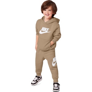 Nike Baby Sportswear Club Fleece Pullover Hoodie and Joggers 2-Piece Outfit Set (Large Swoosh Logo)(Hemp)