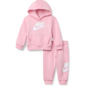 Nike Baby Sportswear Club Fleece Pullover Hoodie and Joggers 2-Piece Outfit Set (Large Swoosh Logo)(Medium Soft Pink)