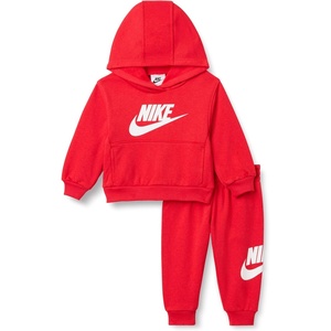 Nike Baby Sportswear Club Fleece Pullover Hoodie and Joggers 2-Piece Outfit Set (Large Swoosh Logo)(University Red)