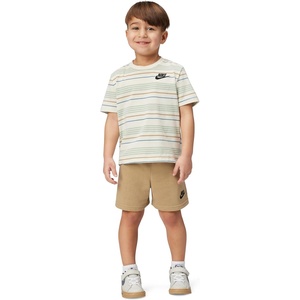 Nike Boys’ Striped Sportswear Club T-Shirt and Shorts 2-Piece Outfit Set(Coconut Milk)