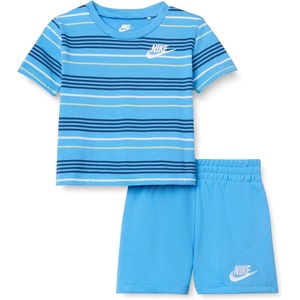 Nike Boys’ Striped Sportswear Club T-Shirt and Shorts 2-Piece Outfit Set(University Blue)