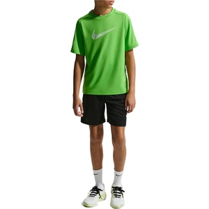 Nike Unisex Big Kids’ Multi Dri-FIT Short-Sleeve Training Top (Large Swoosh Logo) – Boys and Girls(Mean Green/White)